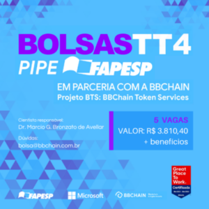 Empresa apoiada pelo programa PIPE-FAPESP abre cinco vagas de treinamento técnico em pesquisa inovativa em blockchain com bolsa FAPESP