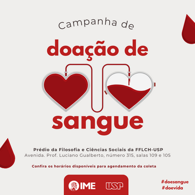 Participe da Campanha de Doação de Sangue que acontece na FFLCH