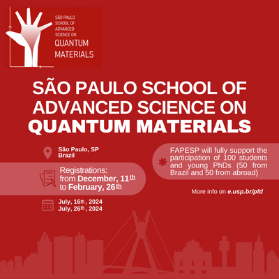 Inscreva-se para a Escola São Paulo de Ciências Avançadas de Materiais Quânticos 