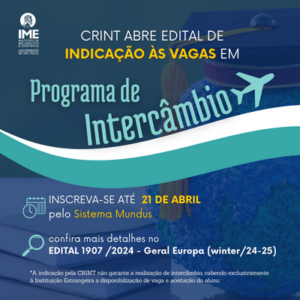 CRint abre Edital de indicação às vagas em programa de intercâmbio do IME-USP