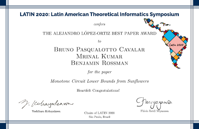 Certificate of best paper award