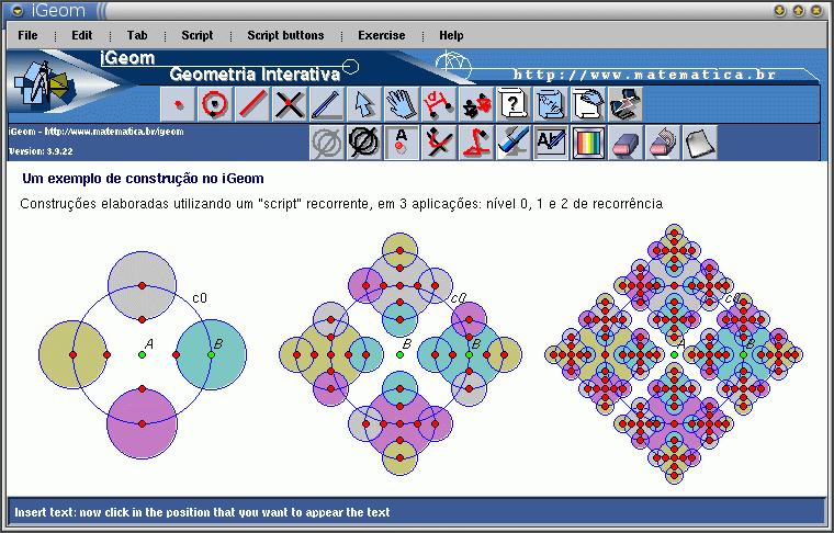 uma imagem do iGeom com o
     fractal tetra-circulo