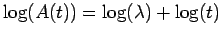 $ \log(A(t)) = \log(\lambda) + \log(t)$