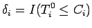 $\displaystyle \delta_i = I(T_i^{0}\leq C_i)$