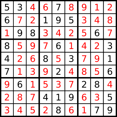 Vetor de jogo sudoku definido com as respostas 8 9 números