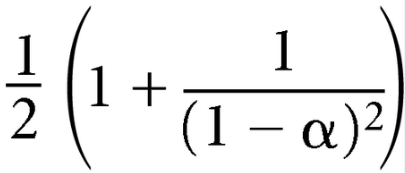 [(1/2)(1 + 1/(1-\alpha)^2)]