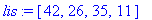 lis := [42, 26, 35, 11]