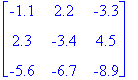 MATRIX([[-1.1, 2.2, -3.3], [2.3, -3.4, 4.5], [-5.6,...