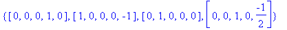 {vector([0, 0, 0, 1, 0]), vector([1, 0, 0, 0, -1]),...