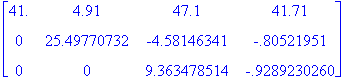 matrix([[41., 4.91, 47.1, 41.71], [0, 25.49770732, ...