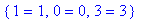 {1 = 1, 0 = 0, 3 = 3}
