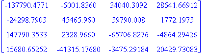 matrix([[-137790.4771, -5001.8360, 34040.3092, 2854...