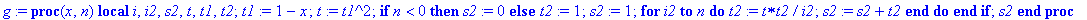 g := proc (x, n) local i, i2, s2, t, t1, t2; t1 := ...