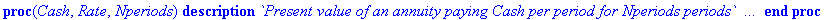 procgerado := proc (Cash, Rate, Nperiods) option `C...