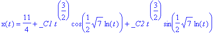 x(t) = 11/4+_C1*t^(3/2)*cos(1/2*sqrt(7)*ln(t))+_C2*...
