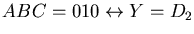 $ ABC = 010 \leftrightarrow Y = D_2$