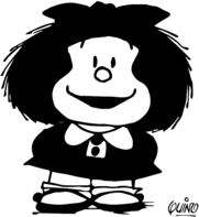 Mafalda (cartoon character of Quino), smiling