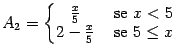 $ A_2=\left\{
\begin{matrix}
\frac{x}{5} & \text{ se } x<5 \\
2- \frac{x}{5} & \text{ se } 5\leq x
\end{matrix}\right.$