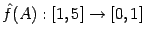 $ \hat{f}(A):[1,5] \to [0,1]$